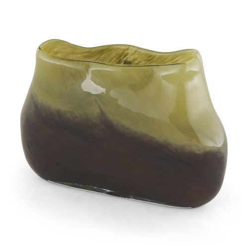 71620 - Tulano Low Green and Brown Glass Vase