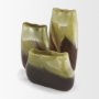71620 - Tulano Low Green and Brown Glass Vase