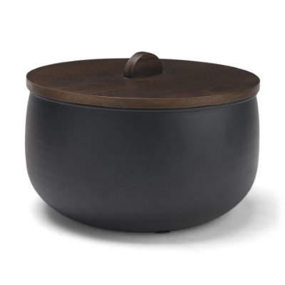 71638 - Voss Black Metal w/ Dark Wood Lid Canister