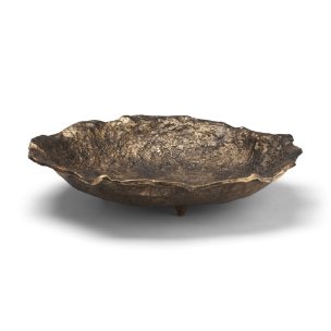 Verdant Large Antiqued Brass Metal Decorative Centerpiece Bowl