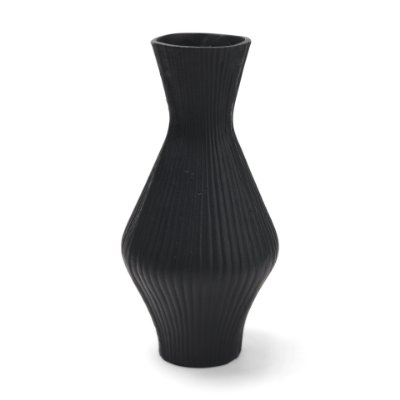 71652 - Patine Matte Black Metal Fluted Hourglass Decorative Vase