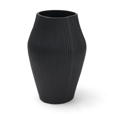 71654 - Patine Wide Matte Black Metal Fluted Decorative Vase