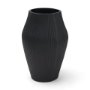 71654 - Patine Wide Matte Black Metal Fluted Decorative Vase