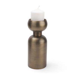 Pelar Large Antiqued Brass Stacked Pillar Candle Holder