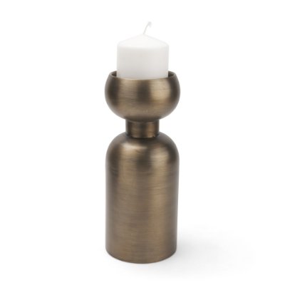 71655 - Pelar Large Antiqued Brass Stacked Pillar Candle Holder