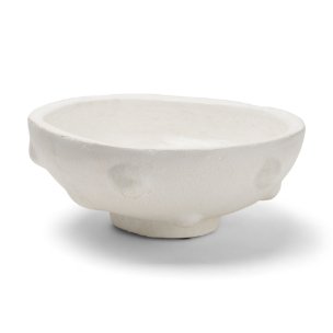 Punto Small White Paper Mache Dotted Centerpiece Bowl