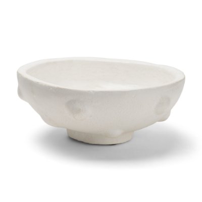 71663 - Punto Small White Paper Mache Dotted Centerpiece Bowl