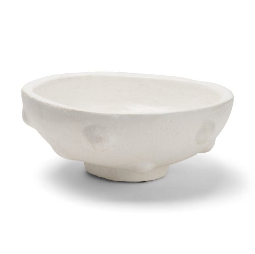71663 - Punto Small White Paper Mache Dotted Centerpiece Bowl