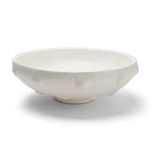 Punto Large White Paper Mache Dotted Centerpiece Bowl