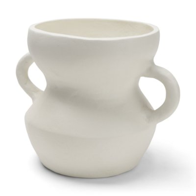 71665 - Mika Wide White Ceramic Vase w/ Handles