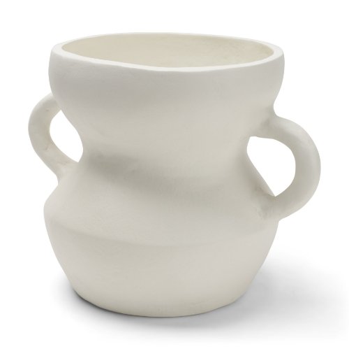 71665 - Mika Wide White Ceramic Vase w/ Handles