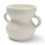71665 - Mika Wide White Ceramic Vase w/ Handles