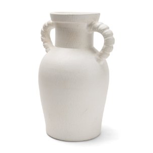 Trenza Large White Ceramic Vase w/ Twisted Handles