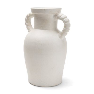 71670 - Trenza Large White Ceramic Vase w/ Twisted Handles