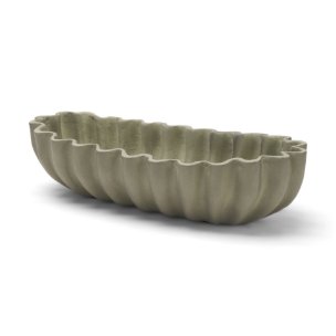 Camelia Large Fluted Sage Green Paper Mache Round Centerpiece Bowl