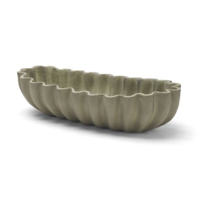 71678 - Camelia Large Fluted Sage Green Paper Mache Round Centerpiece Bowl