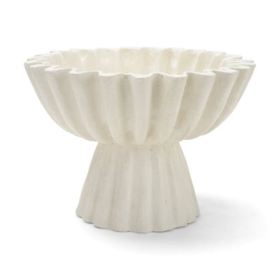 71673 - Camelia Fluted White Paper Mache Pedastal Centerpiece Bowl