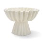 71673 - Camelia Fluted White Paper Mache Pedastal Centerpiece Bowl