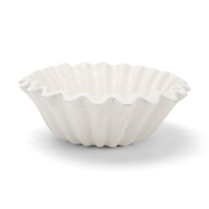 Camelia Small Fluted White Paper Mache Round Centerpiece Bowl