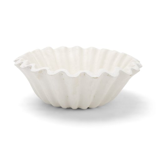 71674 - Camelia Small Fluted White Paper Mache Round Centerpiece Bowl
