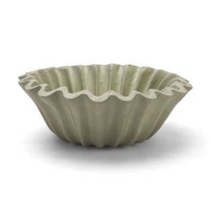 Camelia Small Fluted Sage Green Paper Mache Round Centerpiece Bowl