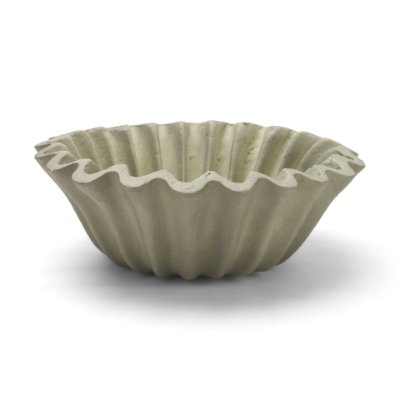 71679 - Camelia Small Fluted Sage Green Paper Mache Round Centerpiece Bowl