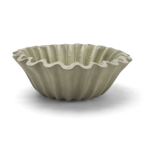 71679 - Camelia Small Fluted Sage Green Paper Mache Round Centerpiece Bowl