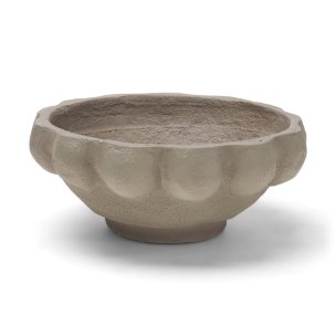 Konya Small Earthen Gray-Brown Dotted Paper Mache Centerpiece Bowl