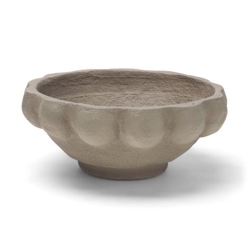 71675 - Konya Small Earthen Gray-Brown Dotted Paper Mache Centerpiece Bowl