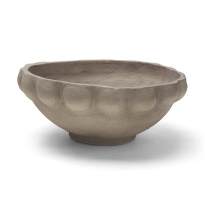 71676 - Konya Large Earthen Gray-Brown Dotted Paper Mache Centerpiece Bowl