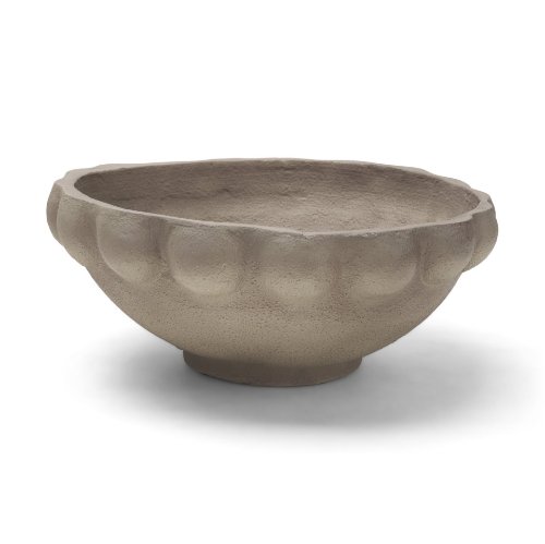 71676 - Konya Large Earthen Gray-Brown Dotted Paper Mache Centerpiece Bowl