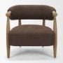 71504 - Lewis Mocha Fabric w/ Brown Wood Open Back Accent Chair