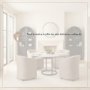 68849-AB - Tanner II 48" Round White Marble Top Black Metal Base Dining Table