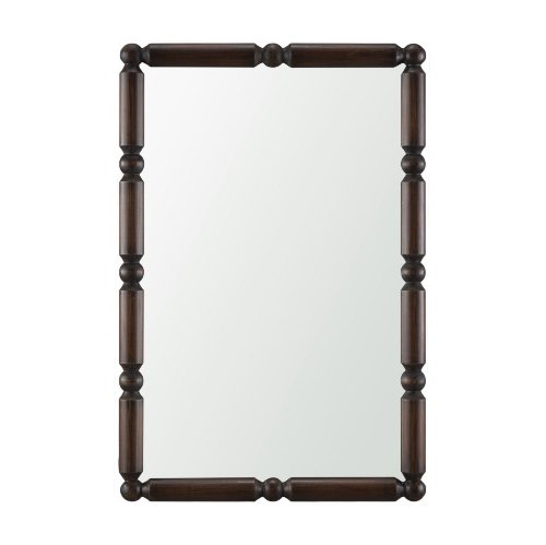 71573 - Lenora Heritage Spool Frame Wall Mirror | Dark Brown Wood
