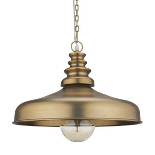 Keller Wide Antiqued Brass Metal 1-Light Pendant
