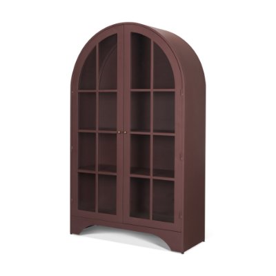 71712 - Rousseau Arched Curio Cabinet w/ Glass Doors | Burgundy Metal
