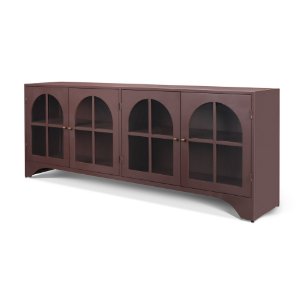 Rousseau 4 Door Closed Sideboard | Arched Glass | Burgundy Metal