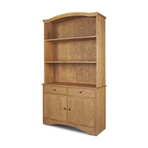 Carrington 85" Sideboard & Hutch | Brown Oak Wood w/ Brass Hardware