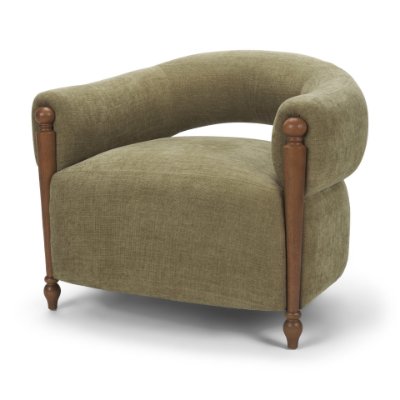71731 - Margaux Olive Fabric Open Back Barrel Accent Chair