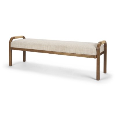71734 - Freya Upholstered Bench | Oatmeal Fabric | Brown Wood Frame