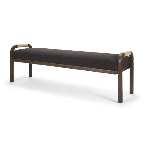 71735 - Freya Upholstered Bench | Charcoal Fabric | Brown Wood Frame