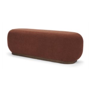 Siren Burgundy Fabric w/ Brown Ash Wood Oblong Bench