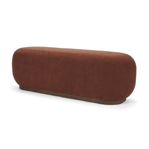71736 - Siren Burgundy Fabric w/ Brown Ash Wood Oblong Bench