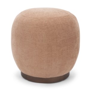 Siren Sienna Fabric w/ Brown Ash Wood Round Accent Stool