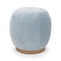 71738 - Siren French Blue Fabric w/ Brown Ash Wood Round Accent Stool