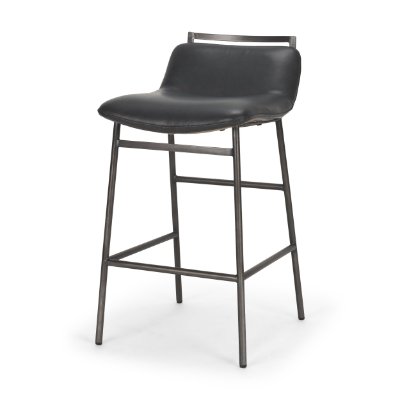 71761 - Kavalan 33.5" Total Height Chocolate Leather Seat Gun Metal Frame Counter Stool