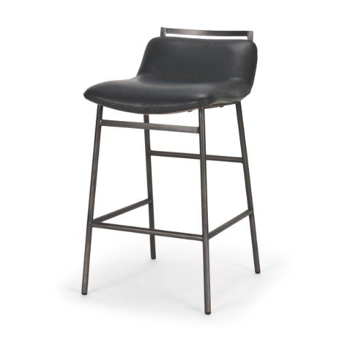 71761 - Kavalan 33.5" Total Height Chocolate Leather Seat Gun Metal Frame Counter Stool