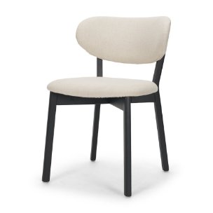 Cole Open Back Dining Side Chair | Natural Linen w/ Dark Wood