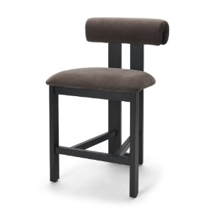 Tribeca Open Back 36.5in Seat Counter Stool | Charcoal Fabric w/ Wood