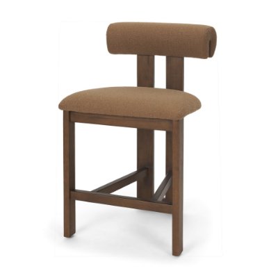 71770 - Tribeca Curve Open Back Mocha Fabric Tripod Frame Counter Stool